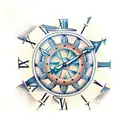 nautical style clock tattoo design idea