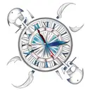 nautical style clock tattoo design idea
