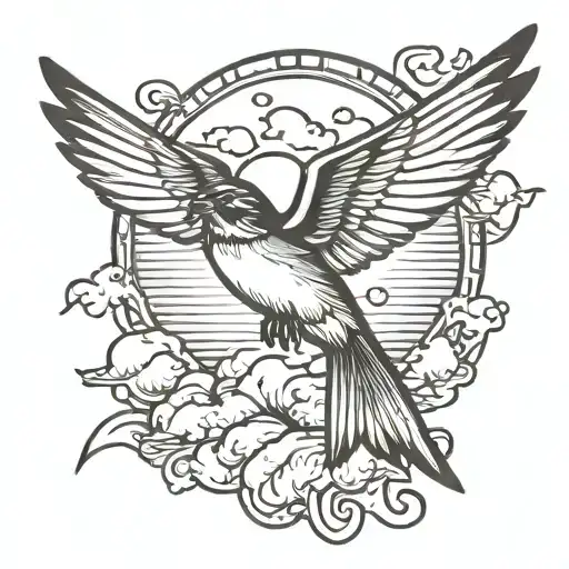 swallow and clouds  tattoo design idea