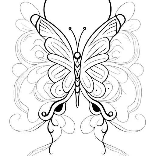 HALF BUTTERFLY AND HALF FLORAL tattoo design idea