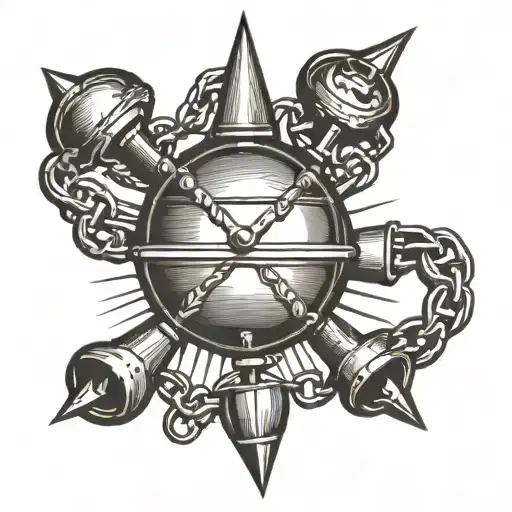 medival flail spiked ball on chain tattoo design idea