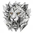 sabertooth head half geometric design incorporating tattoo design idea