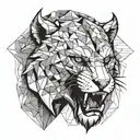 sabertooth head half geometric design incorporating tattoo design idea