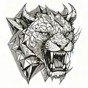 sabertooth head half geometric design incorporating tattoo design idea