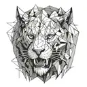 sabertooth head half geometric design incorporating tattoo design idea