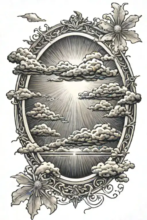 Sun rays shining through clouds   tattoo design idea