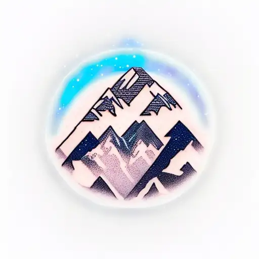Mt Everest with aurora borealis  tattoo design idea