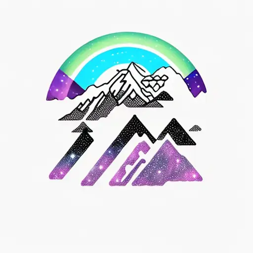 Mt Everest with aurora borealis  tattoo design idea