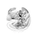 A cyclist conquering a winding road through the Basque Country tattoo design idea