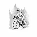 A cyclist conquering a winding road through the Basque Country tattoo design idea