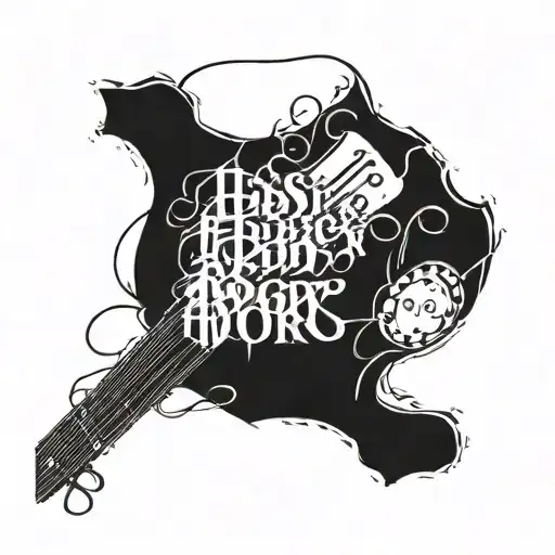 word "ABrocks" with first two letter should be capital and largers than other words and last word should contain guitar  tattoo design idea