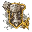 thor hammer and lightning tattoo design idea