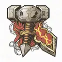 thor hammer and lightning tattoo design idea