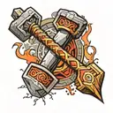 thor hammer and lightning tattoo design idea