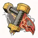 thor hammer and lightning tattoo design idea