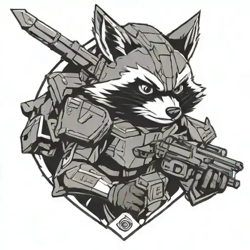 raccoon piloting gundam exia tattoo design idea