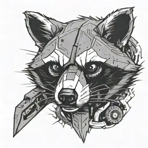 raccoon in metal gear rex  tattoo design idea