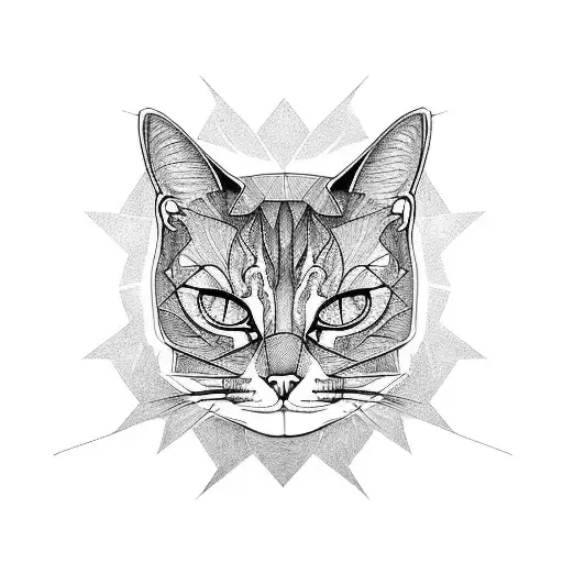 cat with evil eyes tattoo design idea