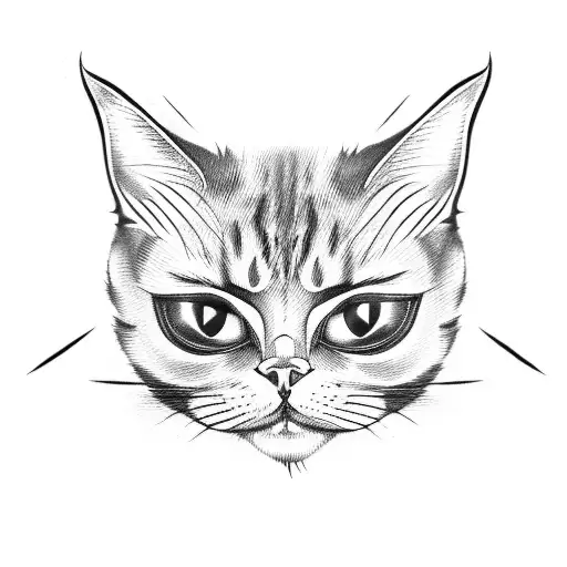 cat evil eyes tattoo design idea