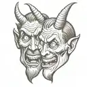 Devil whispering in ear tattoo design idea
