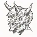Devil whispering in ear tattoo design idea