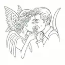 angel and Devil whispering in ear tattoo design idea