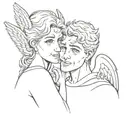 angel and Devil whispering in ear tattoo design idea