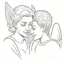 angel and Devil whispering in ear tattoo design idea