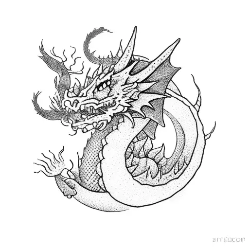 An artist's palette with a dragon painting cute flowers tattoo design idea