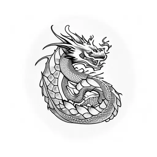 dragon flowers cute tattoo design idea