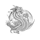 dragon with cute flowers  tattoo design idea