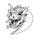 dragon with cute flowers  tattoo design idea