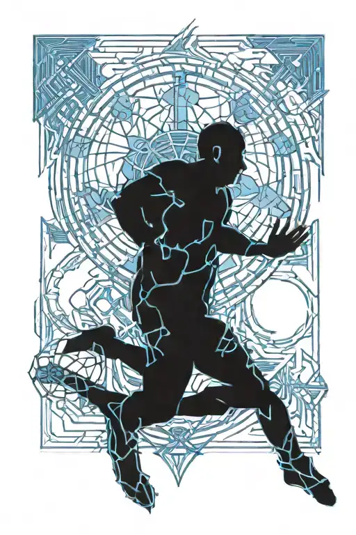 blue handball with flames tattoo design idea