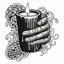 whispers crawling hand candle tattoo design idea