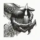 whispers crawling hand candle tattoo design idea