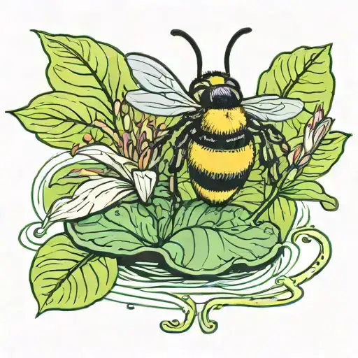 bumblebee on lily pad tattoo design idea
