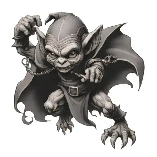 child goblin warrior tattoo design idea