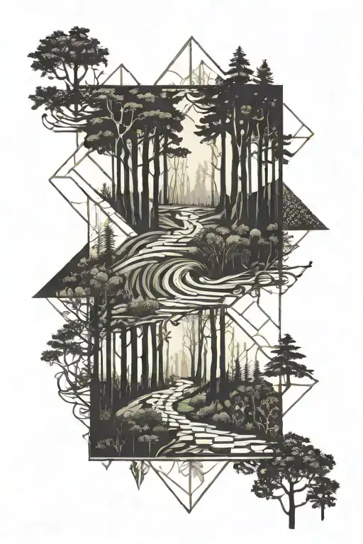 Running woods trail  tattoo design idea