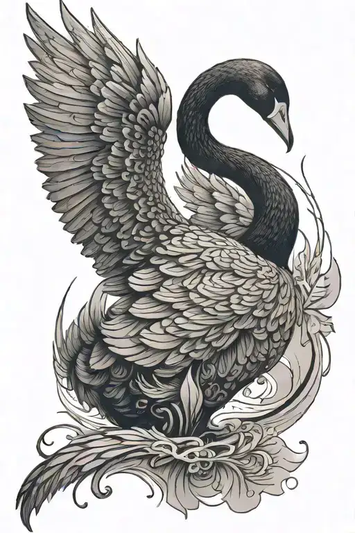 Black swan with large shadow over it tattoo design idea