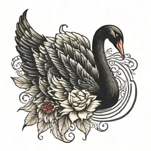 Black swan with shadow tattoo design idea