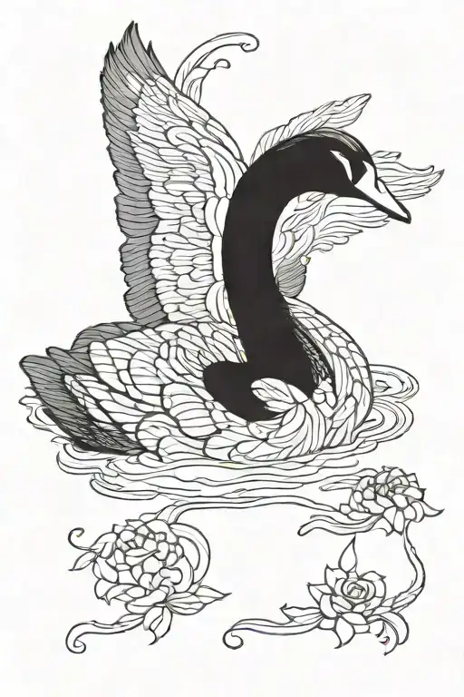 Black swan with large shadow over it tattoo design idea