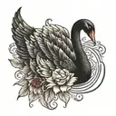 Black swan with shadow tattoo design idea