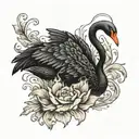 Black swan with shadow tattoo design idea