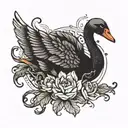 Black swan with shadow tattoo design idea