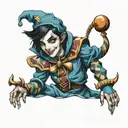 brunette boy in jester outfit tattoo design idea