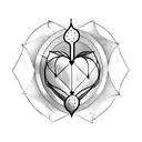 3 hearts surrounded by thorns connected to large heart. Centered around an hourglass tattoo design idea