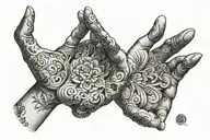 hands reaching towards tattoo design idea