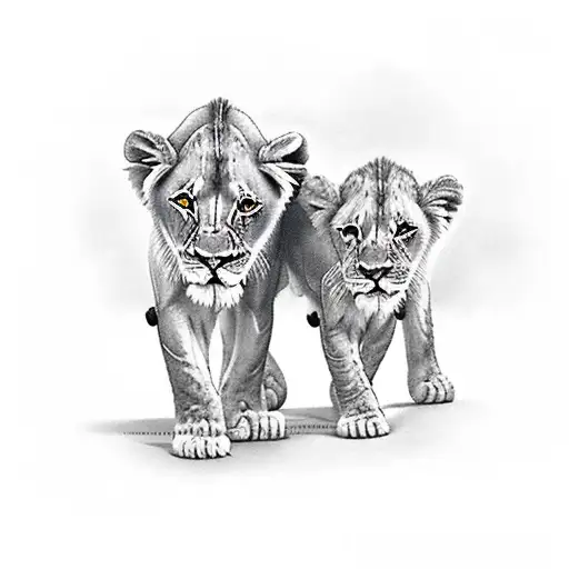 lion and cub  tattoo design idea