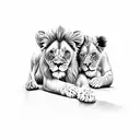 lion and cub  tattoo design idea