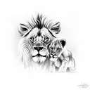 lion and cub  tattoo design idea